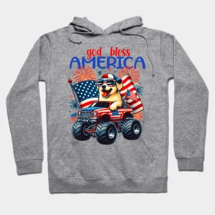 Dog riding monster truck for 4th of july Hoodie